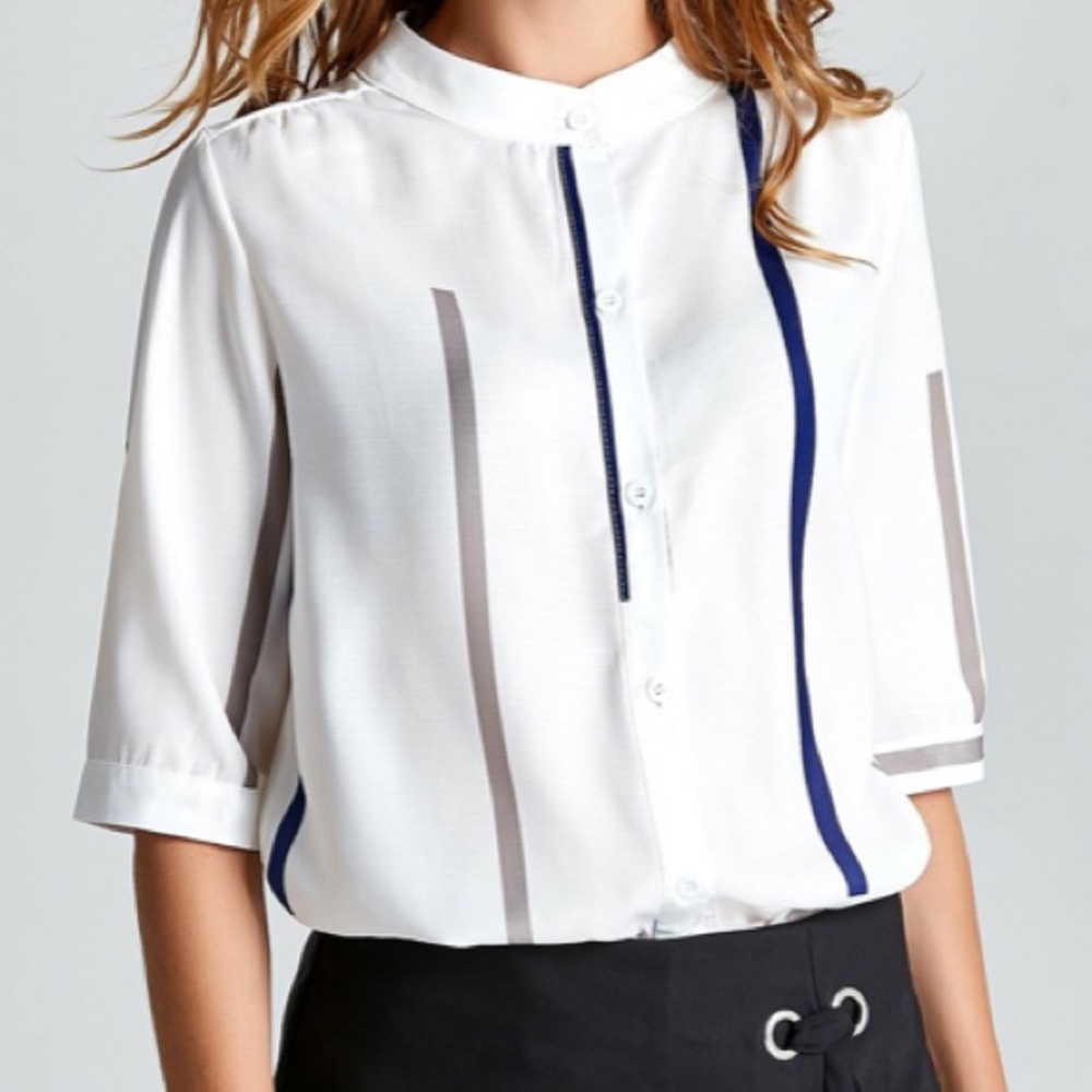 NWT Mock Neck Striped Shirt